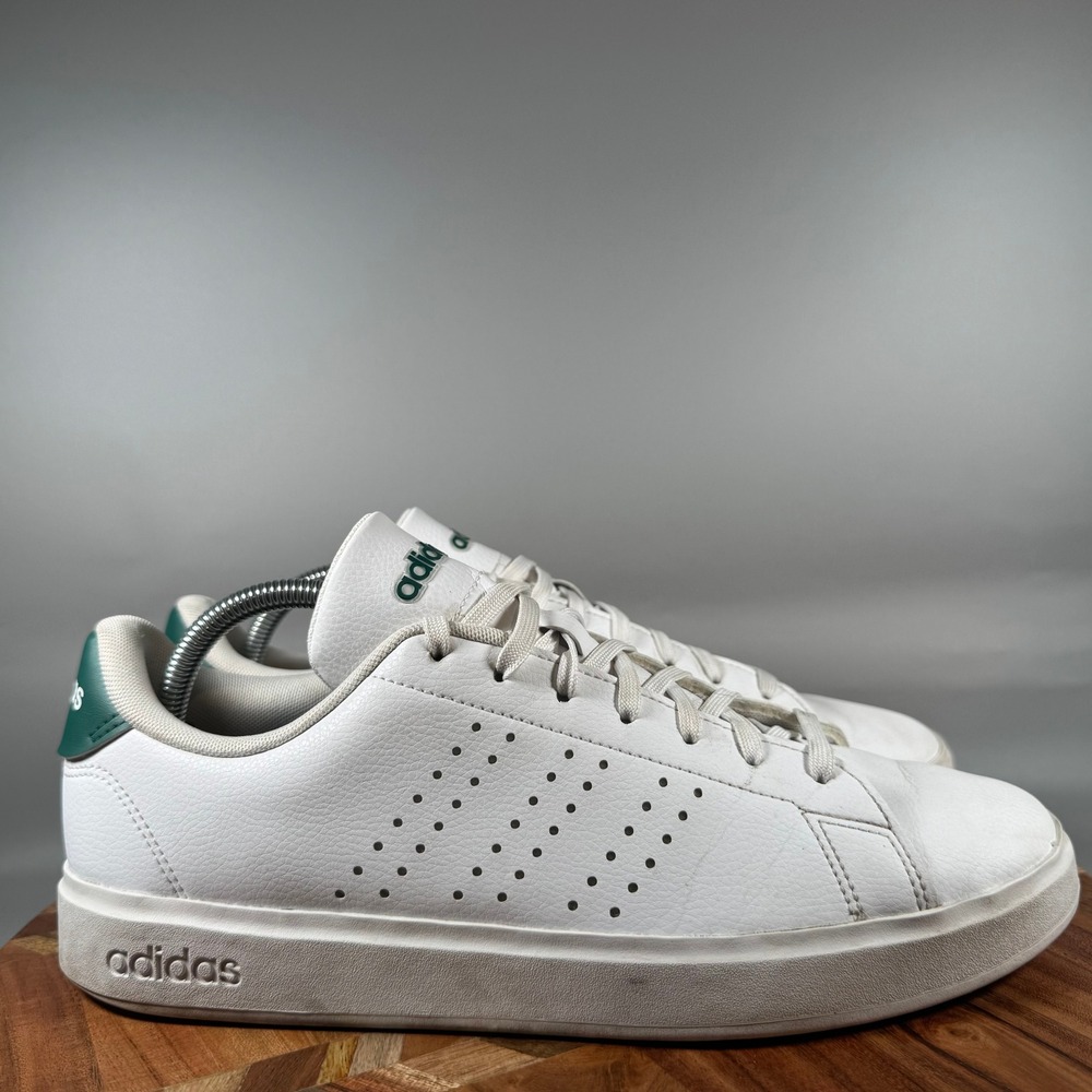 Adidas Advantage Base Mens White Green Sneakers IG9166 Size 9.5 Low‎ Top Shoes